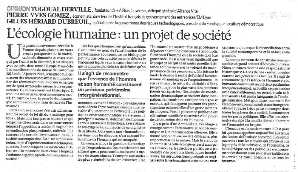 Ecologie humaine mars 2013