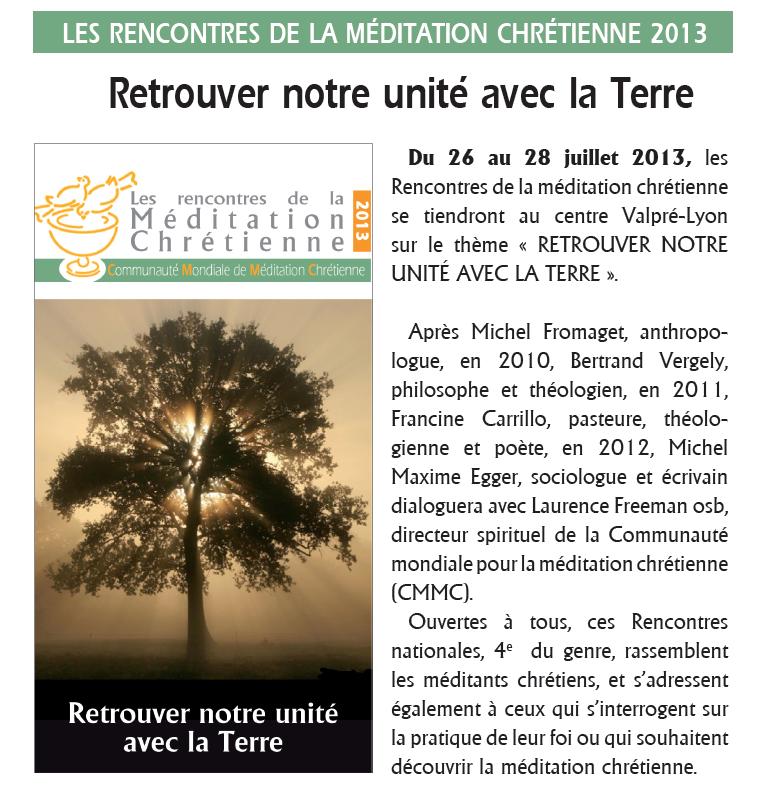 Méditation chrétienne 2013