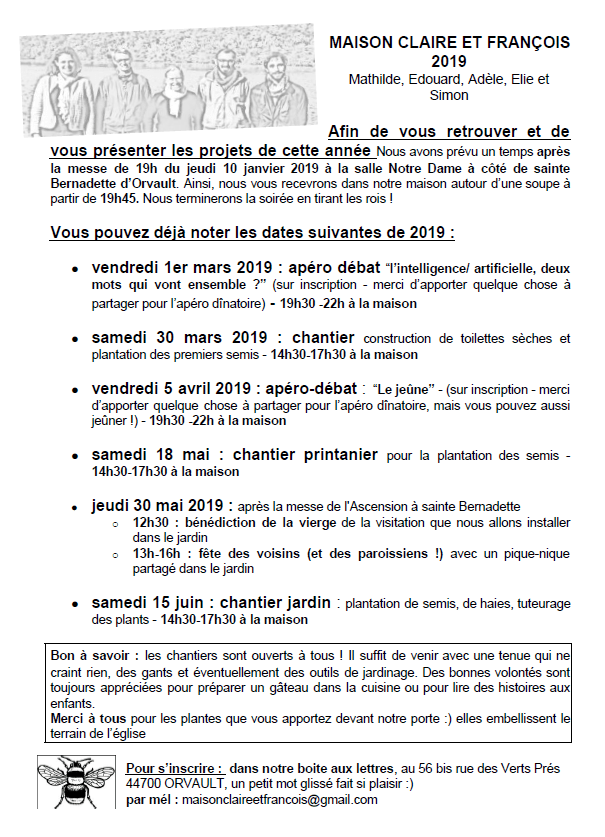 2018 ECOLOGIE Eglise Maison Claire et François rentrée